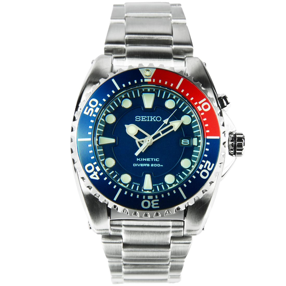 Gents Seiko Kinetic Stainless Steel Divers 200M Water Resistant Watch on Bracelet, with Date. Ref SKA369P1