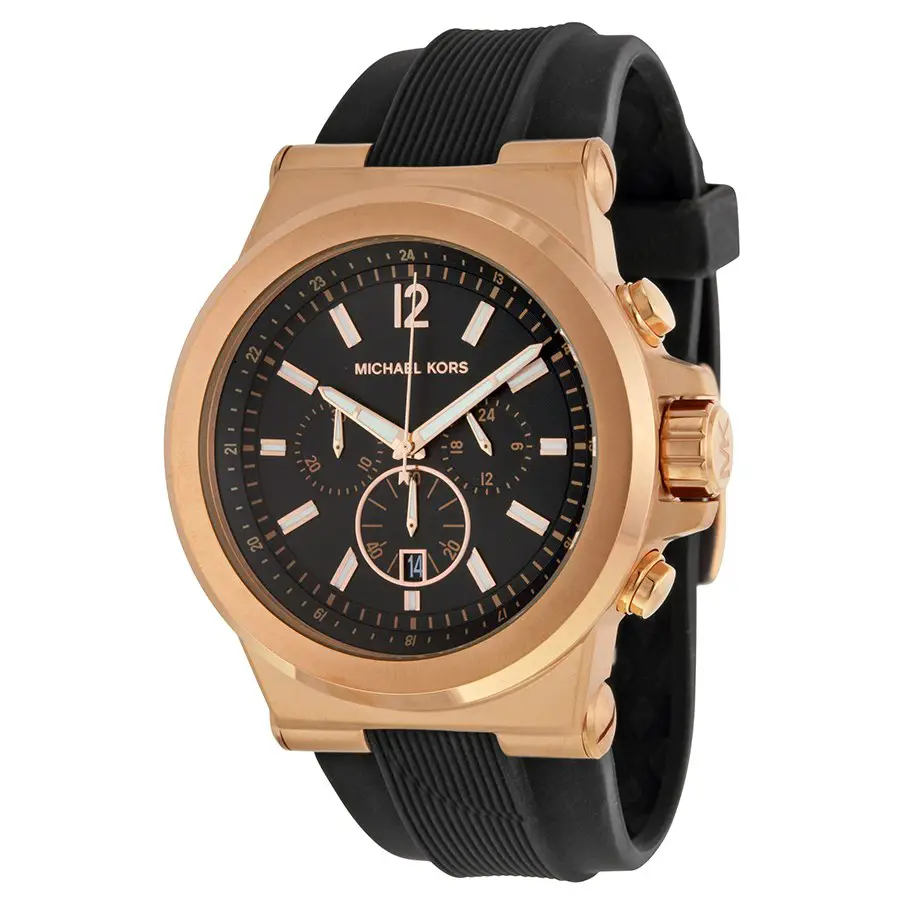 Michael Kors MK8184 47mm Rose Gold Case Black Rubber Mineral Men's Watch