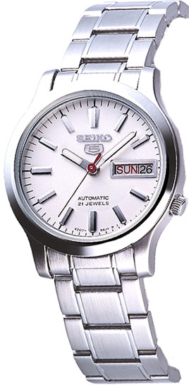 Seiko Men's 21 Jewels Automatic White Dial Stainless Steel Watch (SNK789)