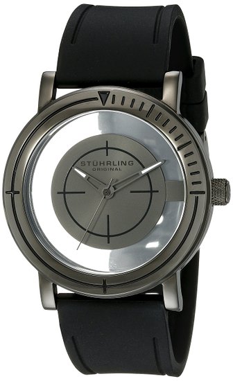 Stuhrling Original Sniper Men's Quartz Watch with Black Dial Analogue Display and Black Rubber Strap 879.03
