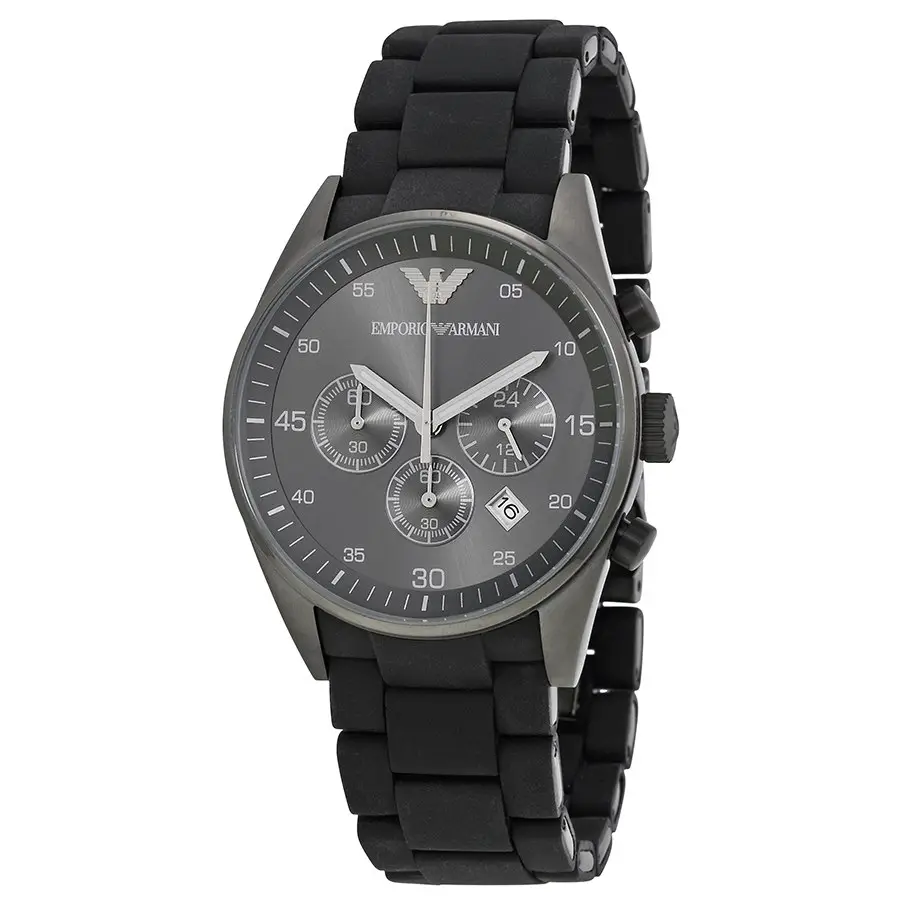 AR5889 Mens Armani Sportivo Black Chronograph Rubber Strap Watch
