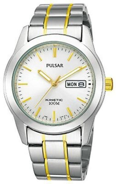 Pulsar Men's Kinetic White Dial Two-Tone Bracelet Watch - PD2027X1