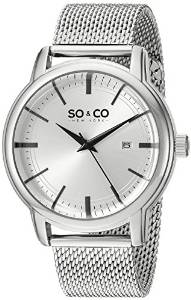 So & Co New York Madison Men's Quartz Watch with Silver Dial Analogue Display and Silver Stainless Steel Bracelet 5207.1