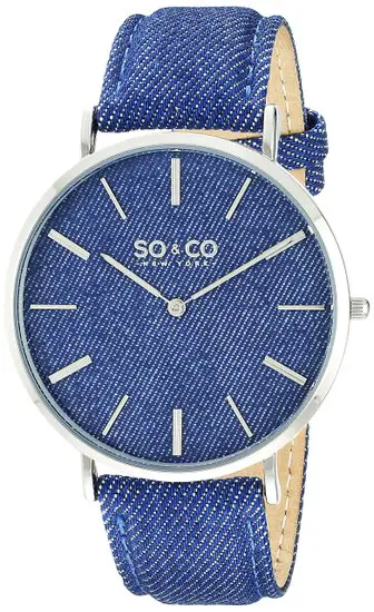 So & Co New York SoHo Unisex Quartz Watch with Blue Dial Analogue Display and Blue Leather Strap 5103.2