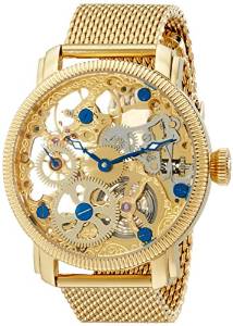 Akribos XXIV Men's AK526YG Stainless Mechanical Skeleton Mesh Bracelet Watch