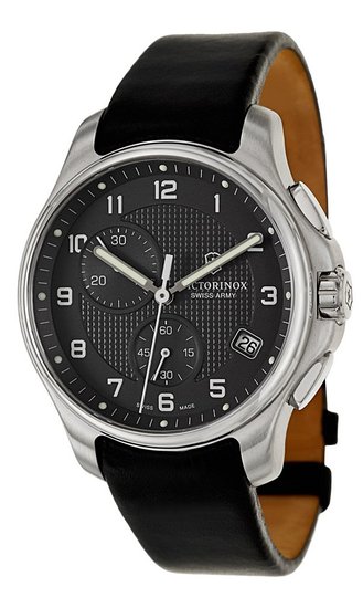 Swiss Army 241552 Stainless Steel Case Black Calfskin Men's Watch