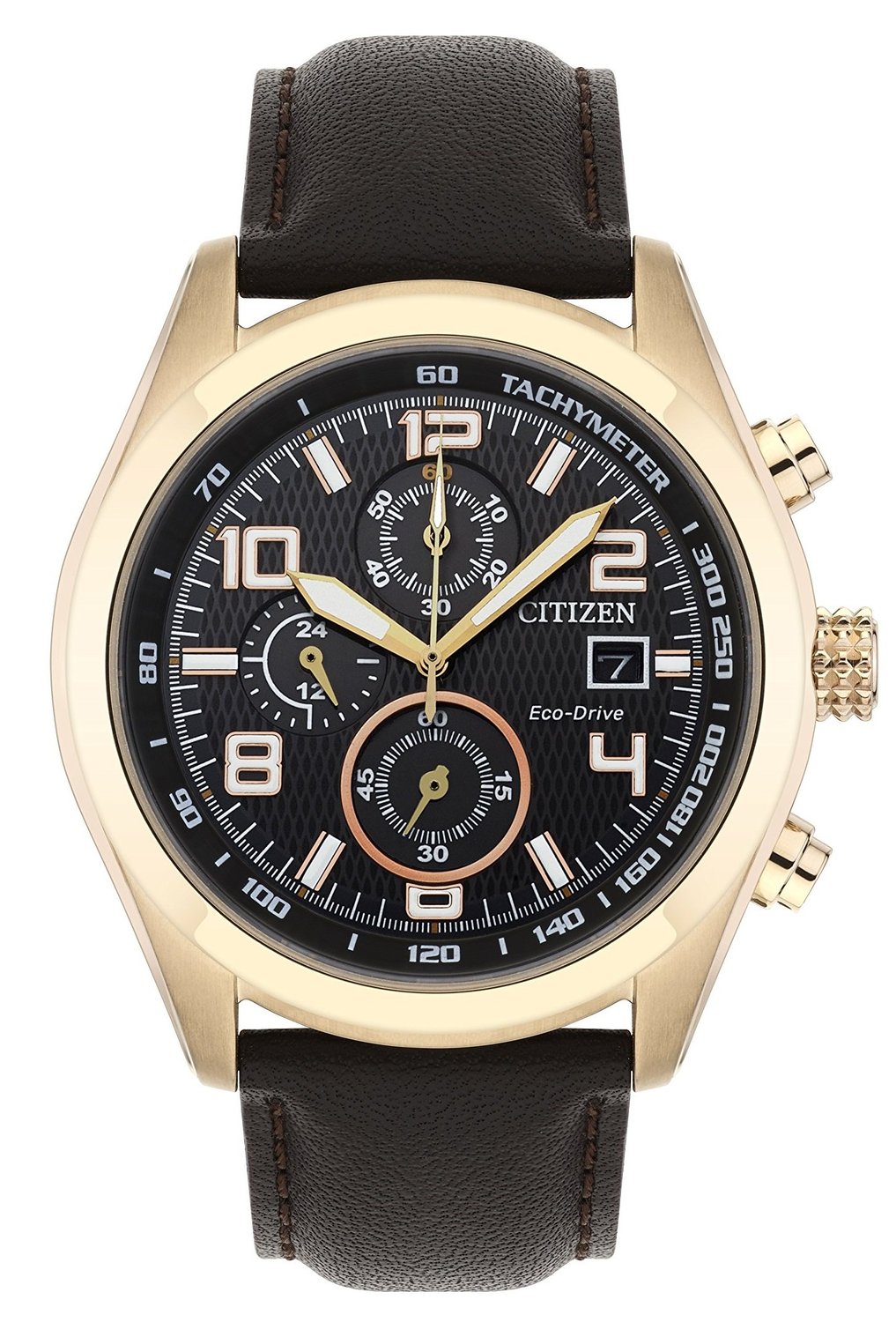 Citizen Men's Eco Drive Watch with Black Dial Analogue Display and Black Leather Bracelet