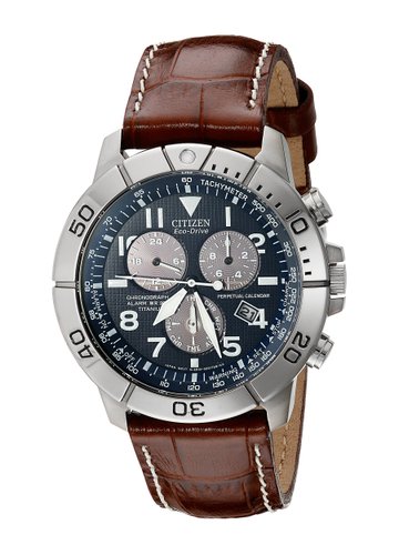 BL5250-02L Mens Citizen Chronograph Brown Leather Strap Watch