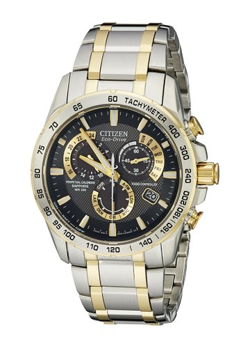 Citizen Men's Eco-Drive Chronograph Watch with a Black Dial and a Stainless Steel Bracelet