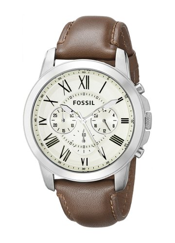 Fossil Men's Quartz Watch Grant FS4735 with Leather Strap