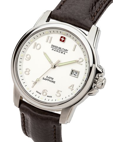 Swiss Military Swiss Soldier Prime Men's Quartz Watch with Silver Dial Analogue Display and Brown Leather Strap 6-4231.04.001