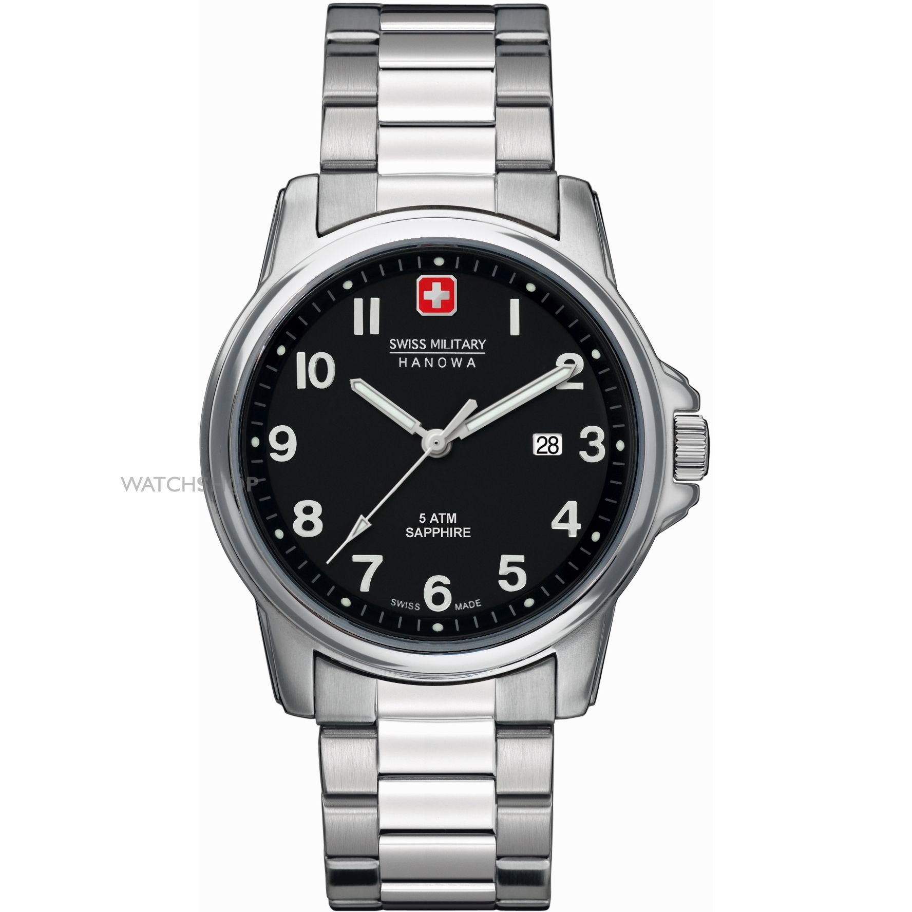 Swiss Military Swiss Soldier Prime Men's Quartz Watch with Black Dial Analogue Display and Silver Stainless Steel Bracelet 6-5231.04.007