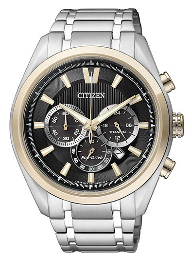 Citizen Watch Mens Titanium Men's Quartz Watch with Black Dial Analogue Display and Silver Titanium Bracelet CA4017-59E