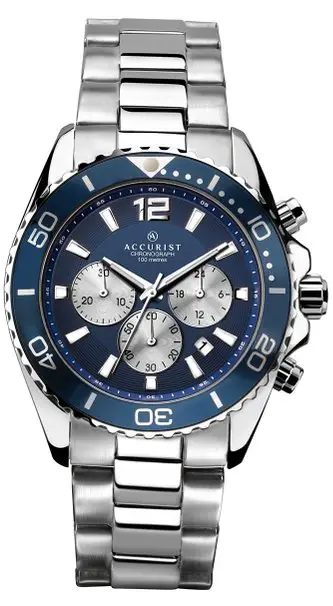 Accurist Men's Quartz Watch with Blue Dial Chronograph Display and Silver Stainless Steel Bracelet 7067.01