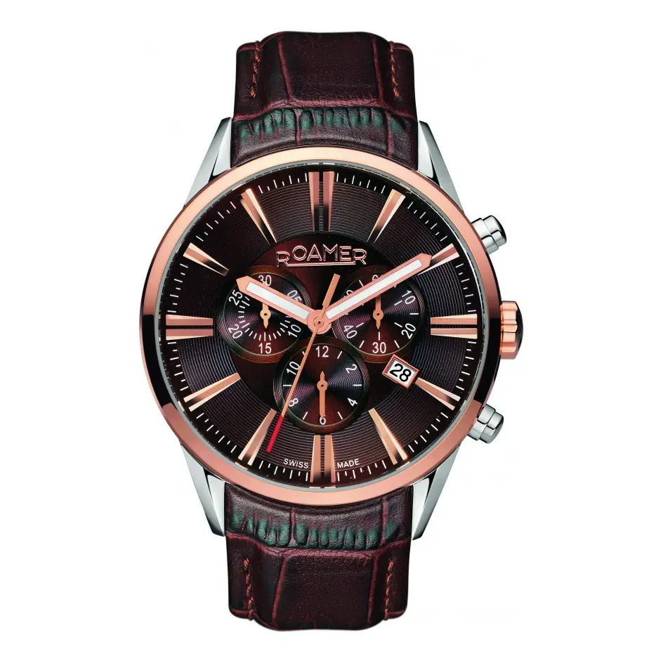 Roamer Superior Men's Quartz Watch with Brown Dial Chronograph Display and Brown Leather Strap 508837 41 65 05
