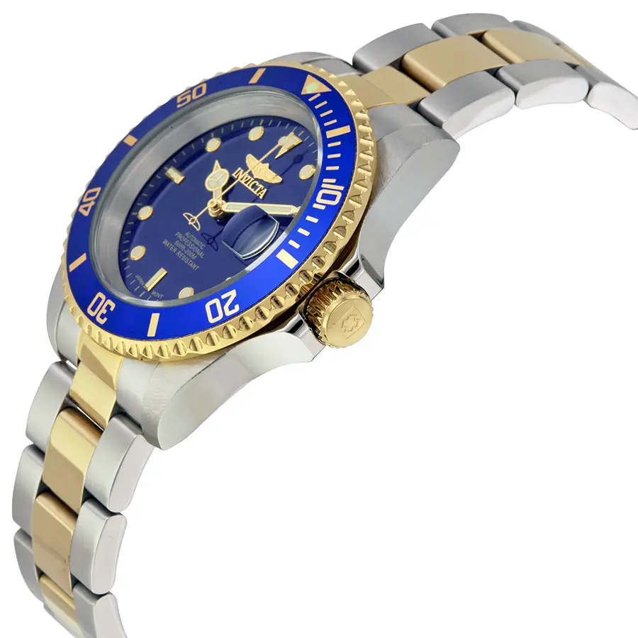 Invicta Pro Diver Unisex Automatic Watch with Analogue Display on Plated Staineless Steel Bracelet 8928OB review Angled View