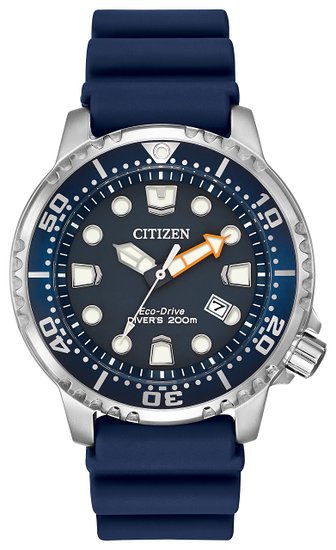 Citizen Watch Divers Men's Eco Drive Watch with Blue Dial Analogue Display and Blue PU Strap BN0151-09L