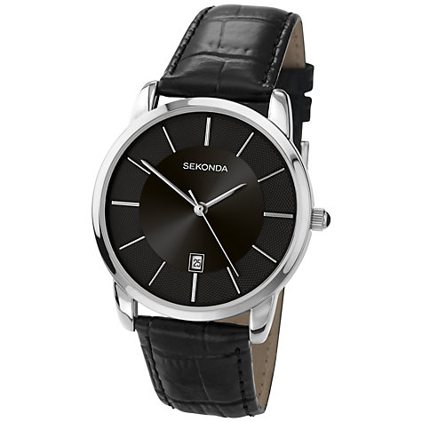 Sekonda Men's Quartz Watch with Black Dial Analogue Display and Black Leather Strap 3346.27