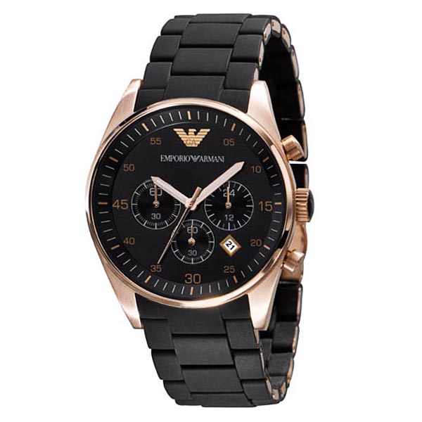 Emporio Armani Men's AR5905 Stainless-Steel Quartz Watch with Black Dial