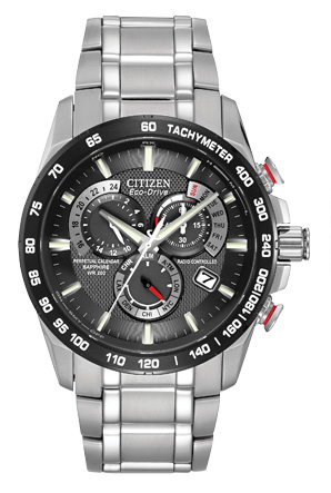 Citizen Men's Eco-Drive Chronograph Watch with a Black Dial and a Stainless Steel Bracelet