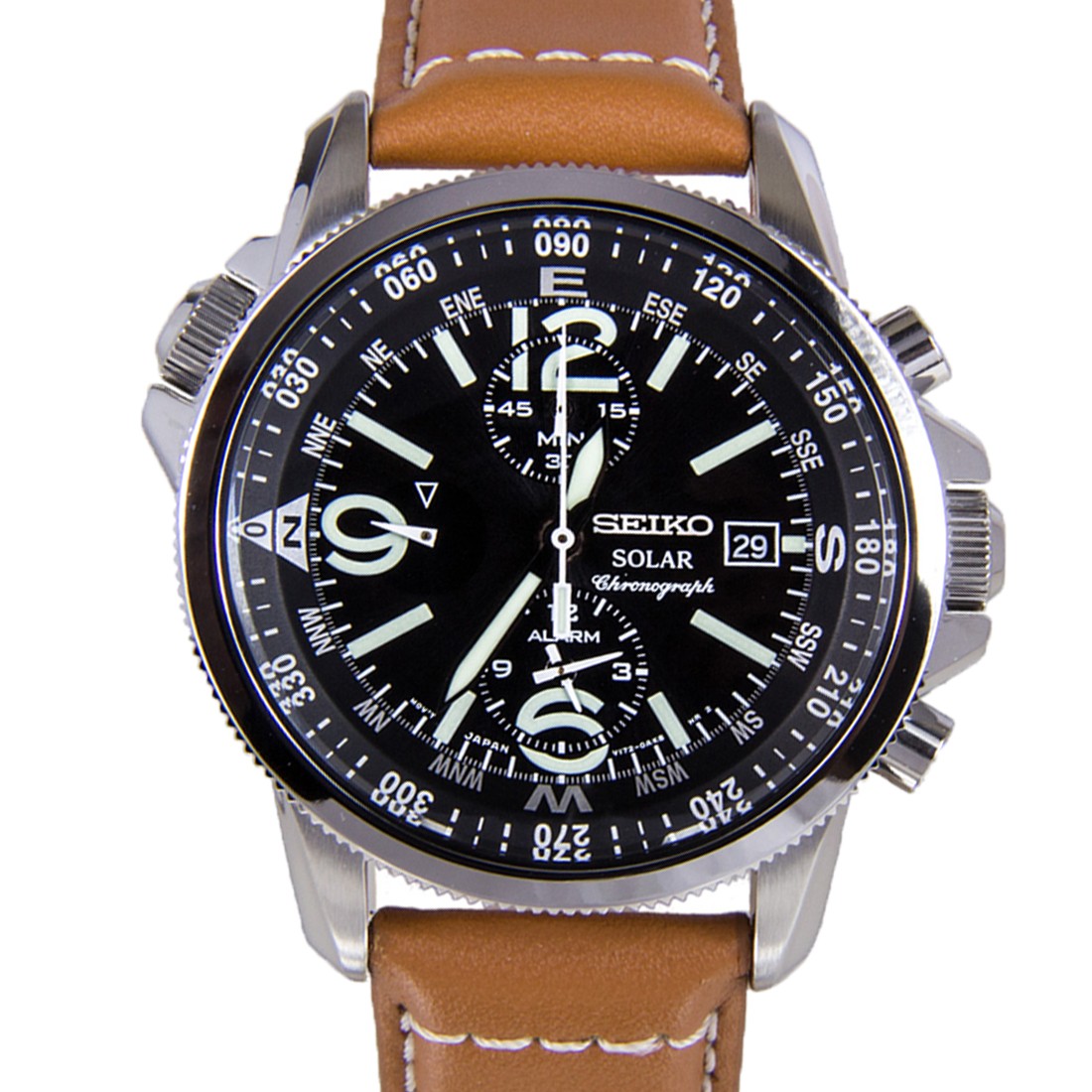 SSC081P1 Gents Seiko Stainless Steel Brown Leather Strap Watch