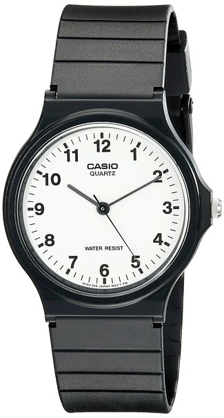 Casio MQ24/7B Unisex Quartz Watch with White Dial Analogue Display and Black Resin Strap