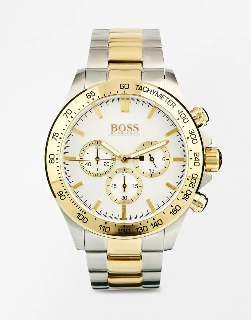 Hugo Boss 1512960 44mm Stainless Steel Case Multicolor Two Tone Stainless Steel Mineral Men's Watch