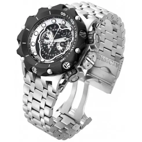 Invicta Men's Venom Steel Bracelet & Case Swiss Quartz Black Dial Analog Watch 16809