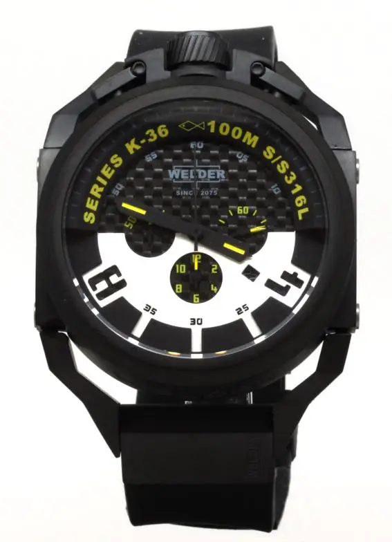 Welder Men's Quartz Watch with Black Dial Chronograph Display and Black Rubber Strap K36-2402
