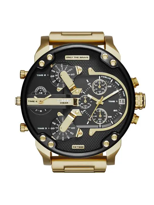 Diesel dz7333 57mm Ion Plated Stainless Steel Case Gold Plated Stainless Steel Glass Men's Watch
