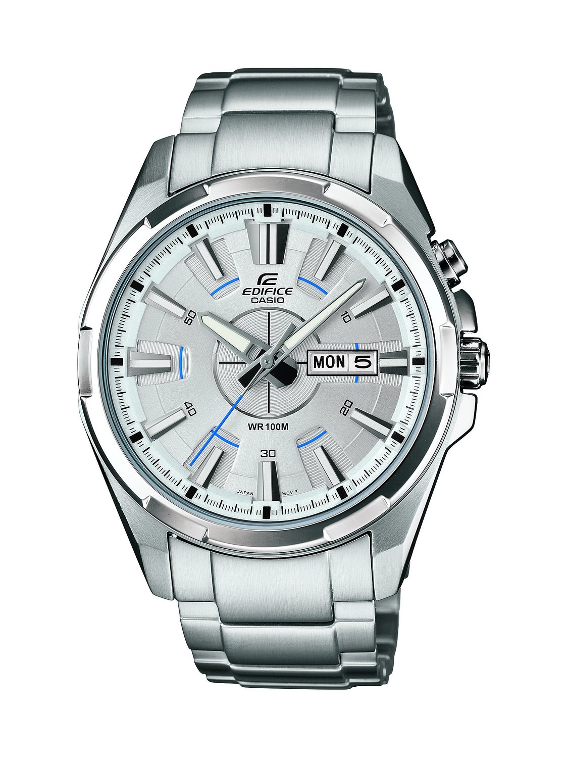 Edifice Men's Quartz Watch with White Dial Analogue Display and Silver Stainless Steel Bracelet EFR-102D-7AVEF