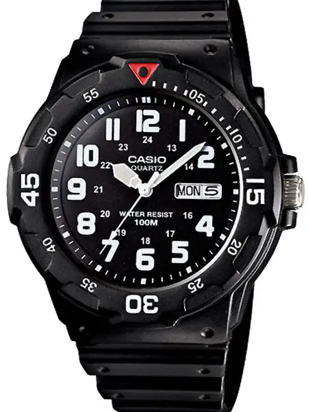 Casio MRW-200H-1BVEF Men's Quartz Watch with Black Dial Analogue Display and Black Resin Strap