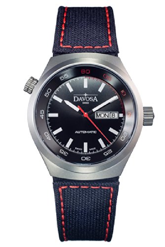 Davosa Trailmaster Men's Automatic Watch with Black Dial Analogue Display and Black Nylon Strap 16151855