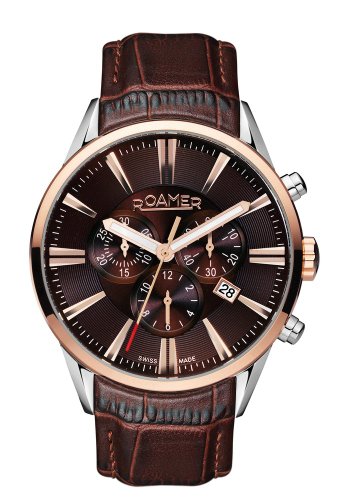 Roamer Superior Men's Quartz Watch with Brown Dial Chronograph Display and Brown Leather Strap 508837 41 65 05
