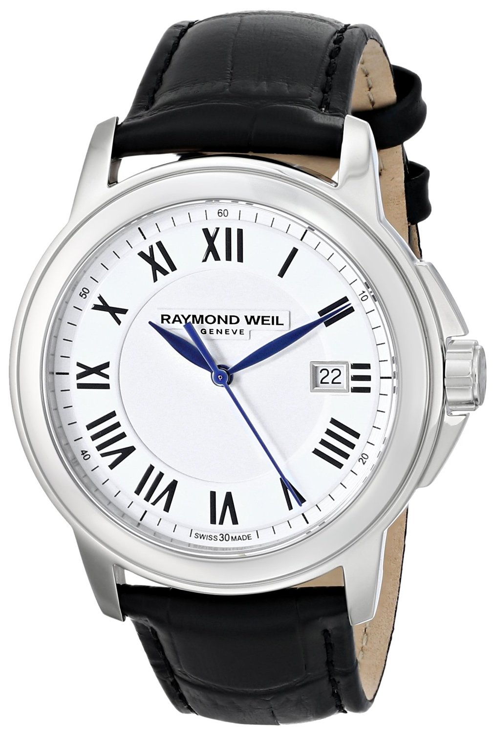 Raymond Weil 5478-STC-00300 40 Stainless Steel Case Black Silver Plated Stainless Steel Men's Watch