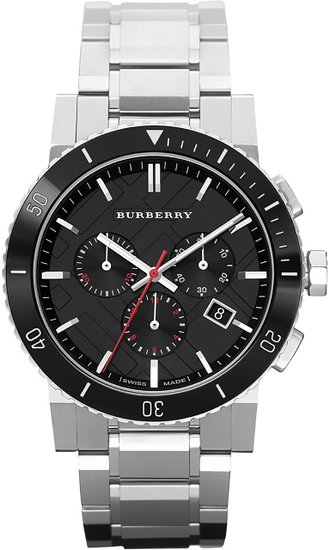 Burberry Black Dial Chronograph Stainless Steel Mens Watch BU9380