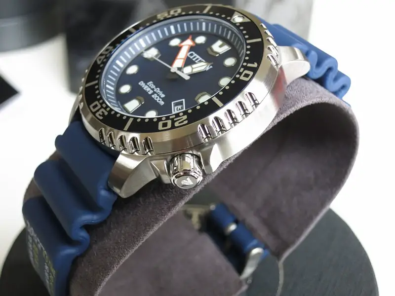 Citizen eco drive bn015109l promaster diver with blue pu band best sale