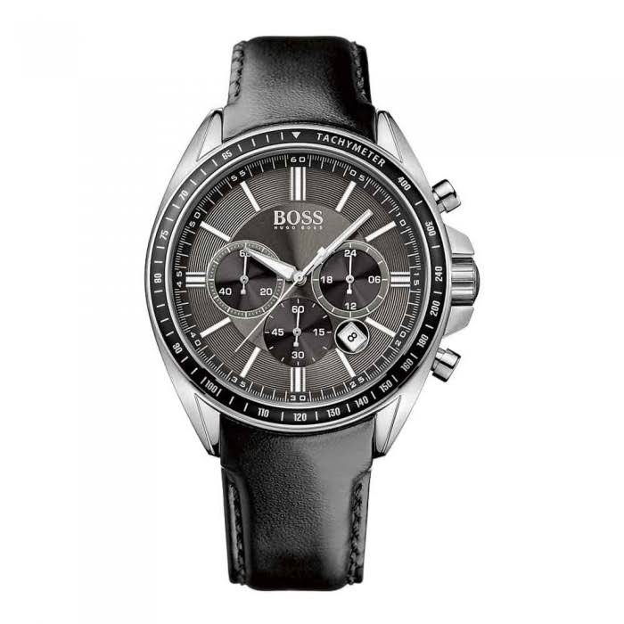 Hugo Boss chronograph black leather watch 1513085