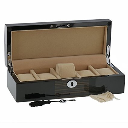 Black and Macassar Watch Collector Box with Chrome fittings for 5 watches by Aevitasn