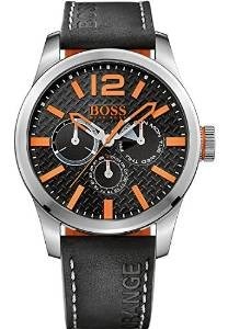 Hugo Boss Orange 1513228 47mm Stainless Steel Case Black Calfskin Mineral Men's Watch