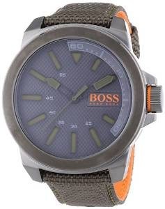 Hugo Boss Orange Mens Green Fabric Strap Grey Dial 1513009