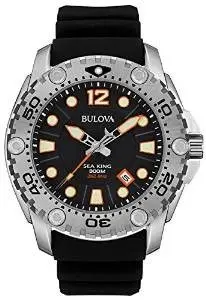 Bulova Sea King Men's UHF Watch with Black Dial Analogue Display and Black Rubber Strap 96B228