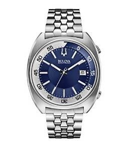 Bulova Accutron II Men's UHF Watch with Blue Dial Analogue Display and Silver Stainless Steel Bracelet 96B209