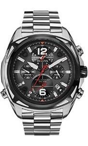 Bulova Precisionist Men's UHF Watch with Black Dial Analogue Display and Silver Stainless Steel Bracelet 98B227
