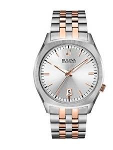 Bulova Accutron II Men's UHF Watch with Silver Dial Analogue Display and Rose Gold/Silver Ion-Plated Bracelet 98B220