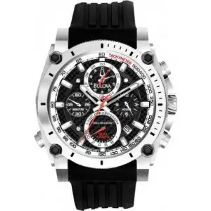Bulova Precisionist Men's Quartz Watch with Black Dial Chronograph Display and Black Rubber Strap 98G172