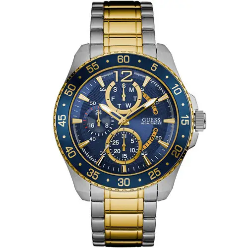 Guess Gent's Jet Blue Dial & Two Tone Watch W0797G1