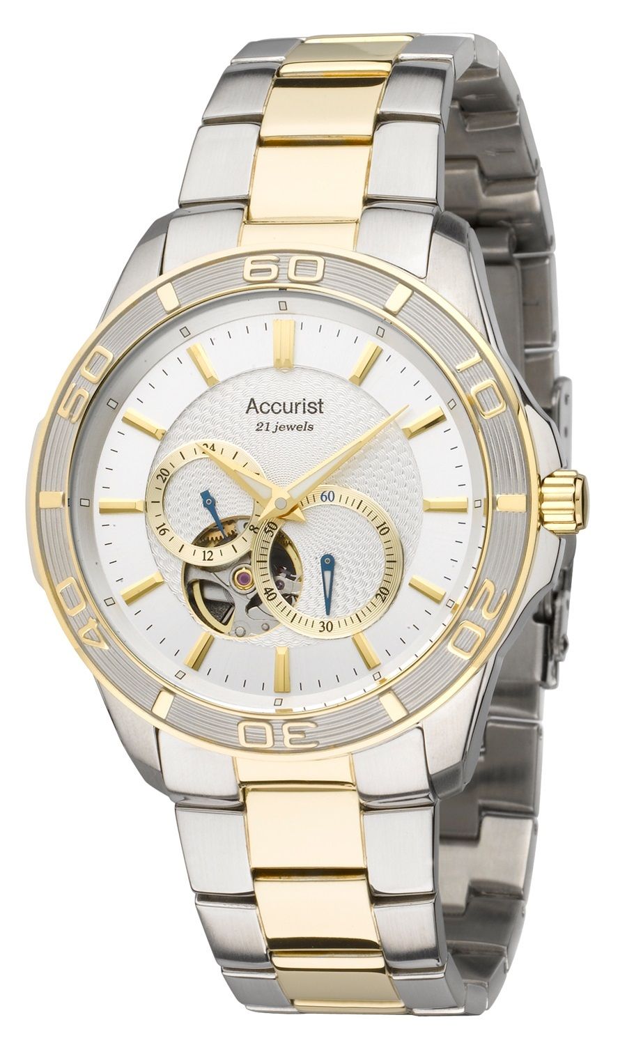 Accurist Pure Precision Men's Automatic Watch with Silver Dial Analogue Display and Multicolour Stainless Steel Plated Bracelet MB911S
