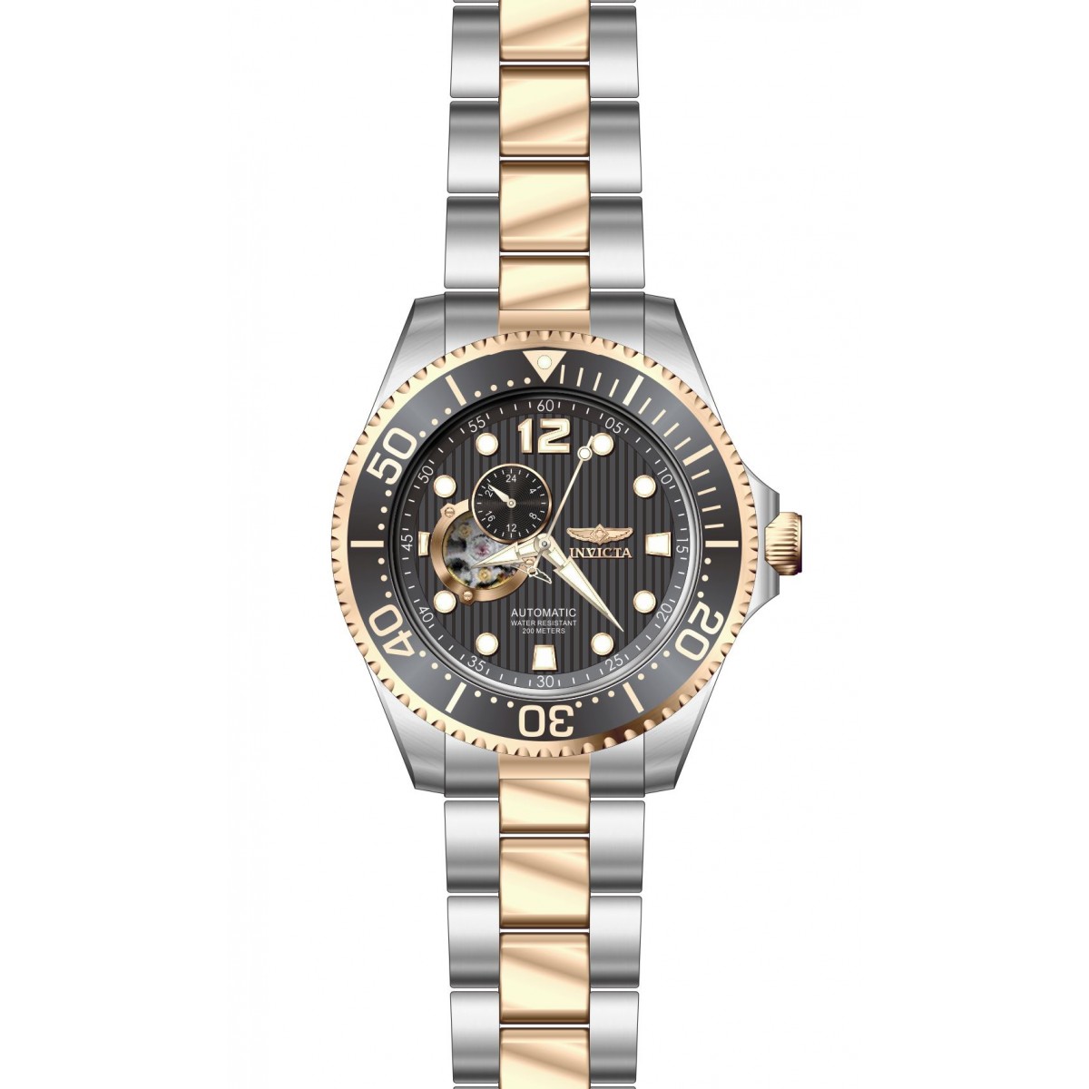 Invicta men's automatic Watch with black Dial analogue Display and multicolour stainless steel Bracelet 15417