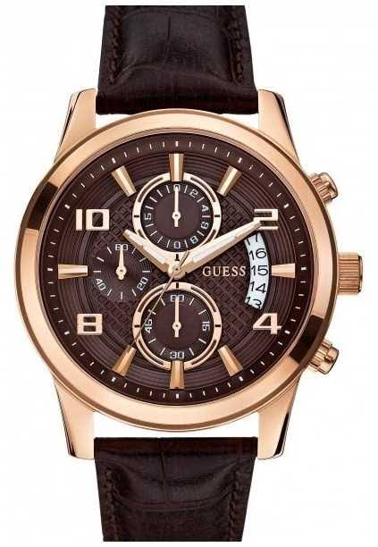 Guess Gents Watch Chronograph XL Leather W0076G4 Quartz